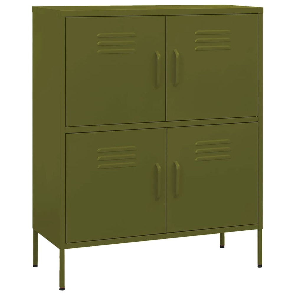 Olivgrüner Stahlschrank 80 cm