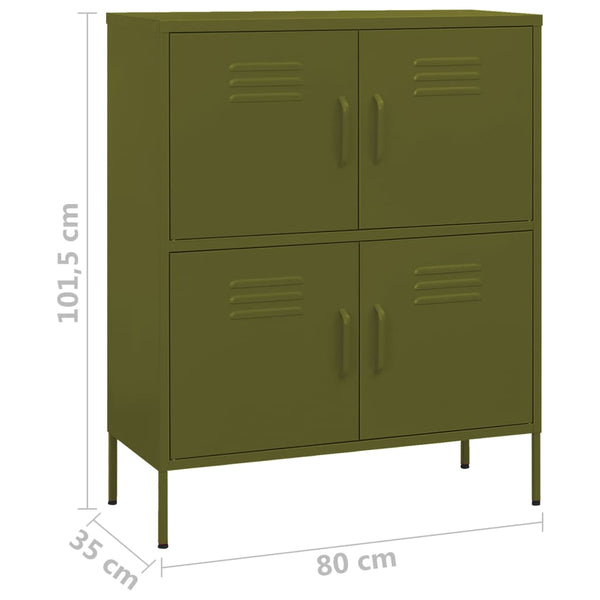 vidaXL Armoire de rangement vert olive 80x35x101,5 cm acier
