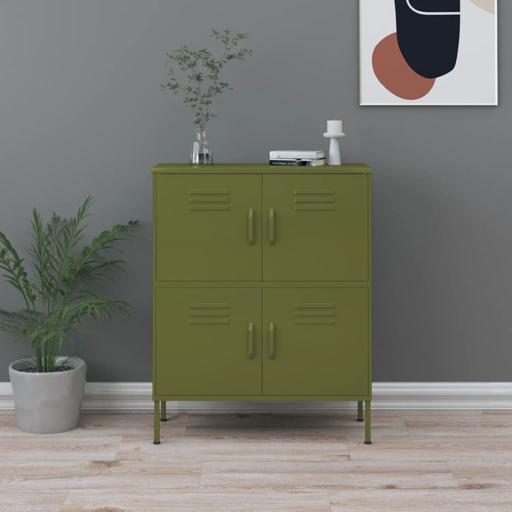 Olivgrüner Stahlschrank 80 cm