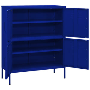 Marineblauer Stahlschrank 80x35x101,5 cm