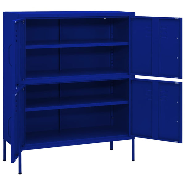 Marineblauer Stahlschrank 80x35x101,5 cm