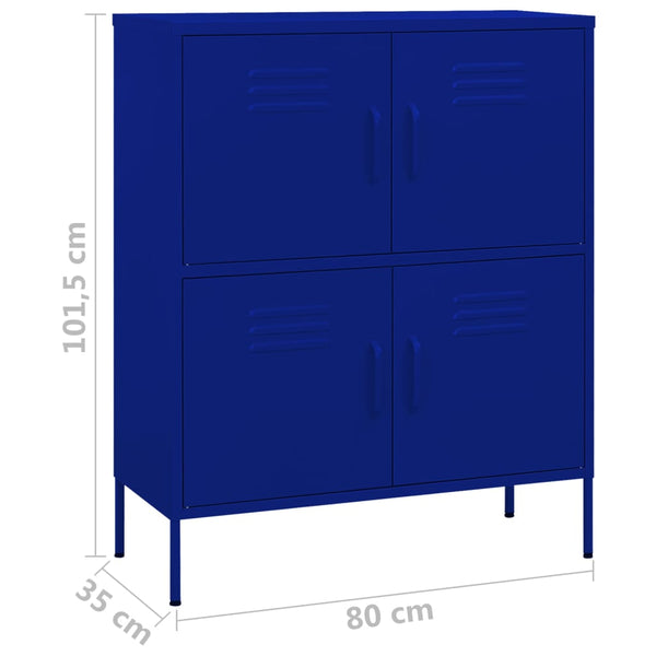 Marineblauer Stahlschrank 80x35x101,5 cm