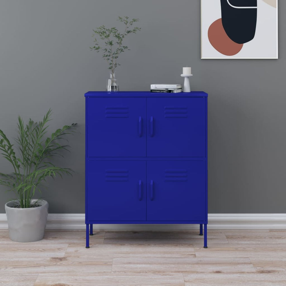 Marineblauer Stahlschrank 80x35x101,5 cm