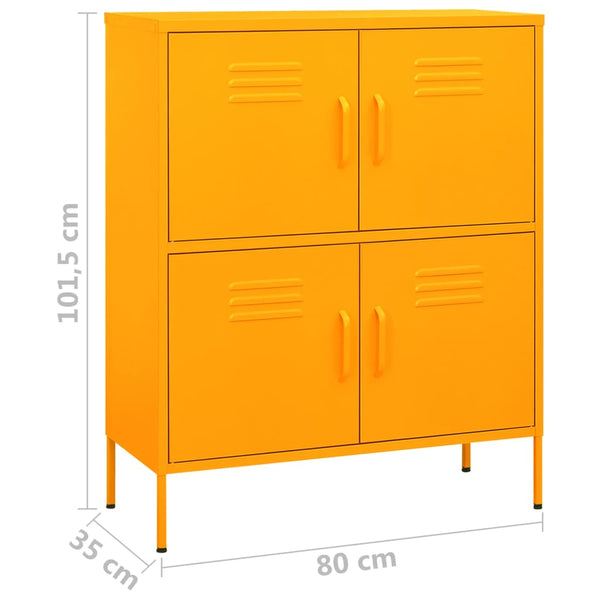 Senfgelber Stahlschrank 80cm