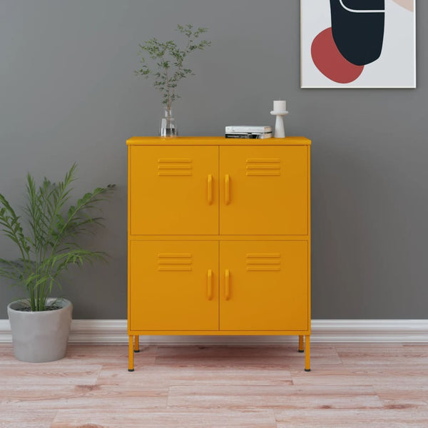Senfgelber Stahlschrank 80cm