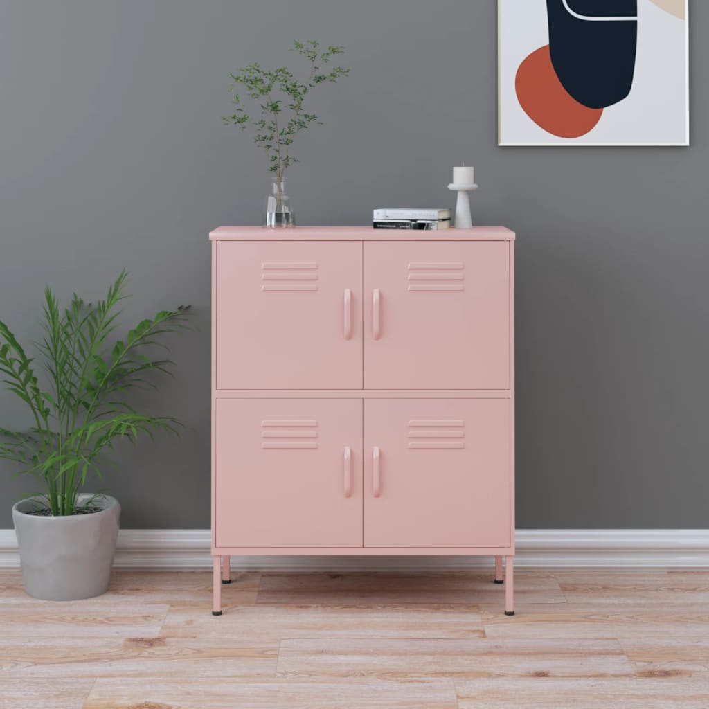 Rosa Stahlschrank, 80 cm