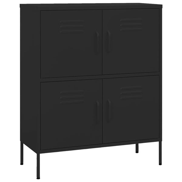 Schwarzer Lagerschrank Stahl 80x35x101,5 cm