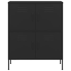 Schwarzer Lagerschrank Stahl 80x35x101,5 cm