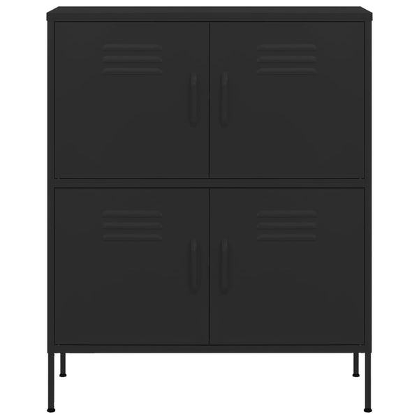 Schwarzer Lagerschrank Stahl 80x35x101,5 cm