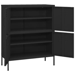 Schwarzer Lagerschrank Stahl 80x35x101,5 cm