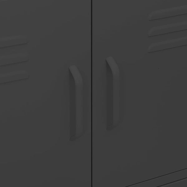 Schwarzer Lagerschrank Stahl 80x35x101,5 cm