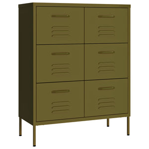 Olivgrüner Schubladenschrank aus Stahl