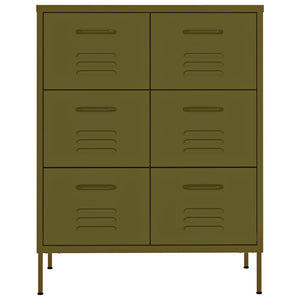 Olivgrüner Schubladenschrank aus Stahl