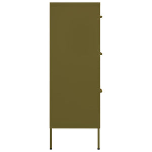 Olivgrüner Schubladenschrank aus Stahl