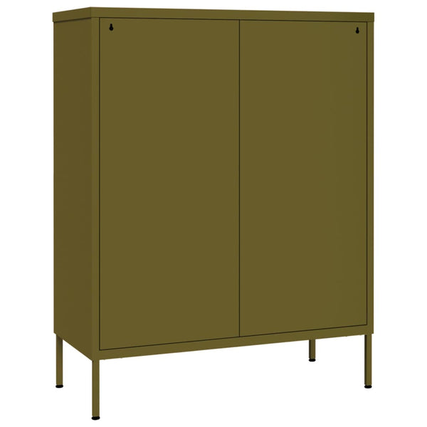 Olivgrüner Schubladenschrank aus Stahl