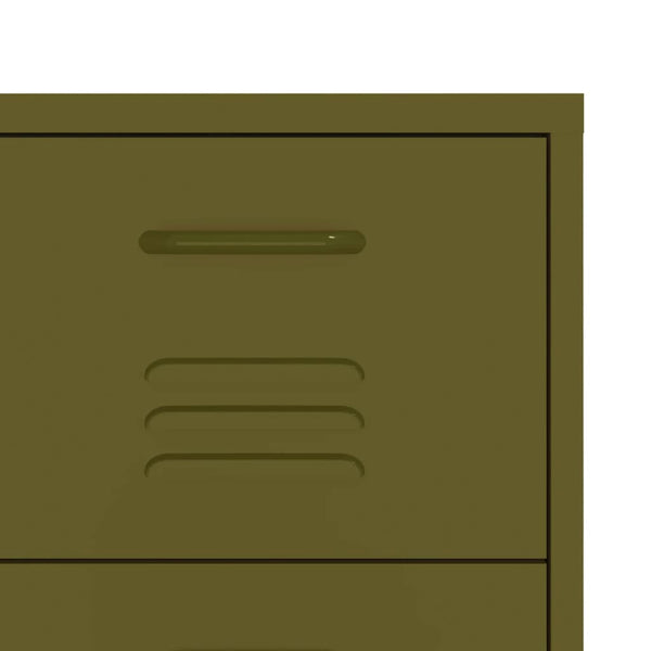 Olivgrüner Schubladenschrank aus Stahl