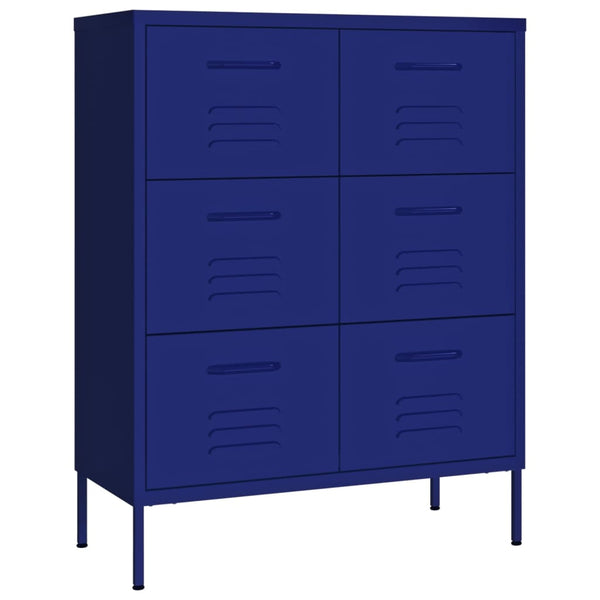 Marineblauer Schubladenschrank aus Stahl