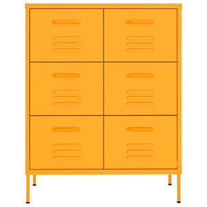 Senfgelber Schubladenschrank Stahl