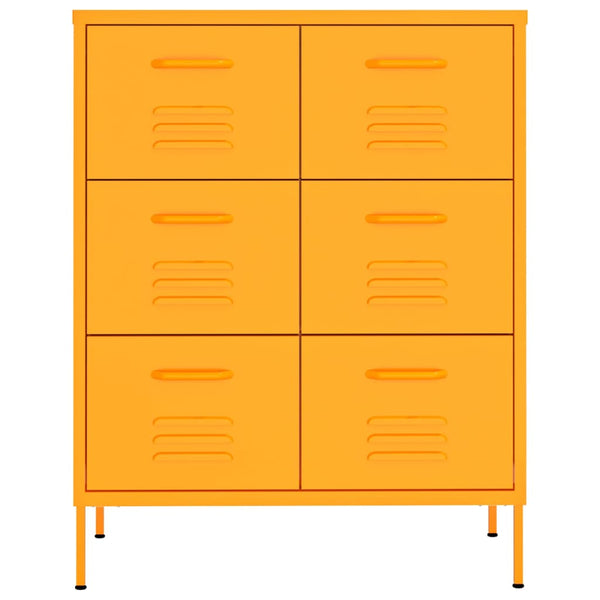 Senfgelber Schubladenschrank Stahl