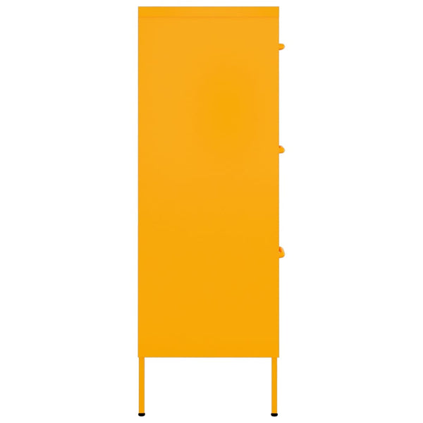 Senfgelber Schubladenschrank Stahl