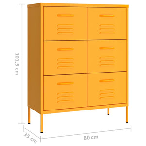 Senfgelber Schubladenschrank Stahl