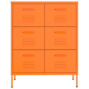 Oranger Schubladenschrank, Stahl, 80 cm