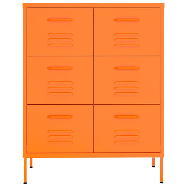 Oranger Schubladenschrank, Stahl, 80 cm
