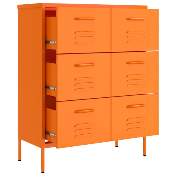 Oranger Schubladenschrank, Stahl, 80 cm