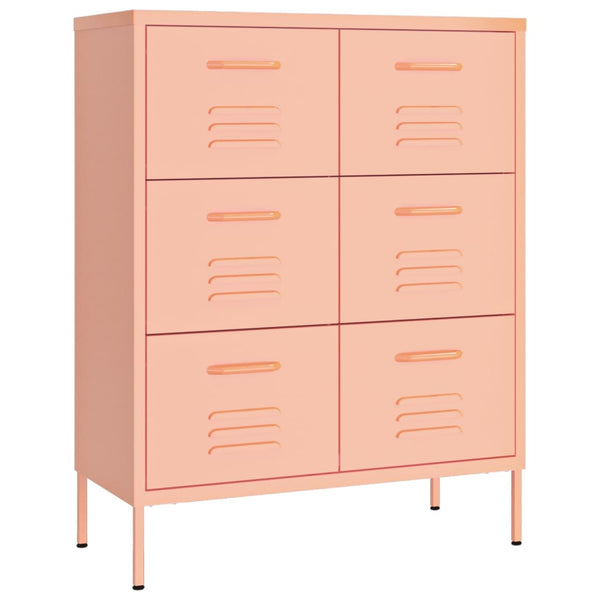 Rosa Schubladenschrank Stahl 80cm
