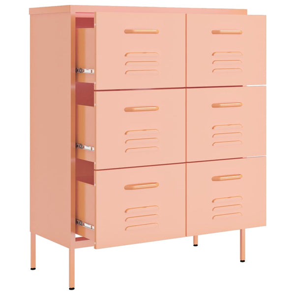 Rosa Schubladenschrank Stahl 80cm