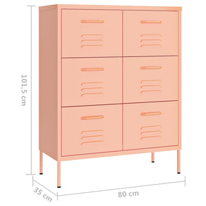 Rosa Schubladenschrank Stahl 80cm