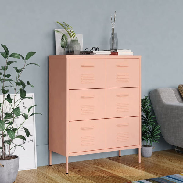 Rosa Schubladenschrank Stahl 80cm