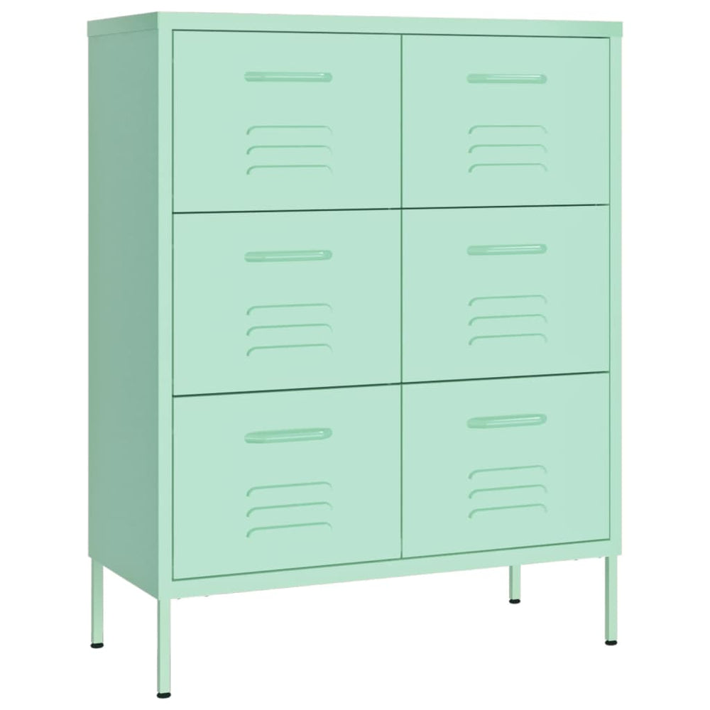 Minzgrüner Schubladenschrank, Stahl, 80 cm