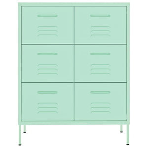 Minzgrüner Schubladenschrank, Stahl, 80 cm