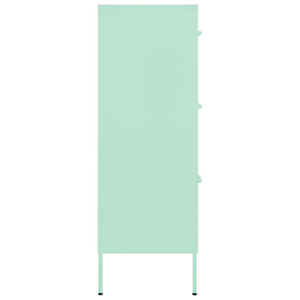 Minzgrüner Schubladenschrank, Stahl, 80 cm