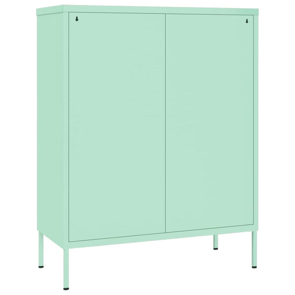 Minzgrüner Schubladenschrank, Stahl, 80 cm