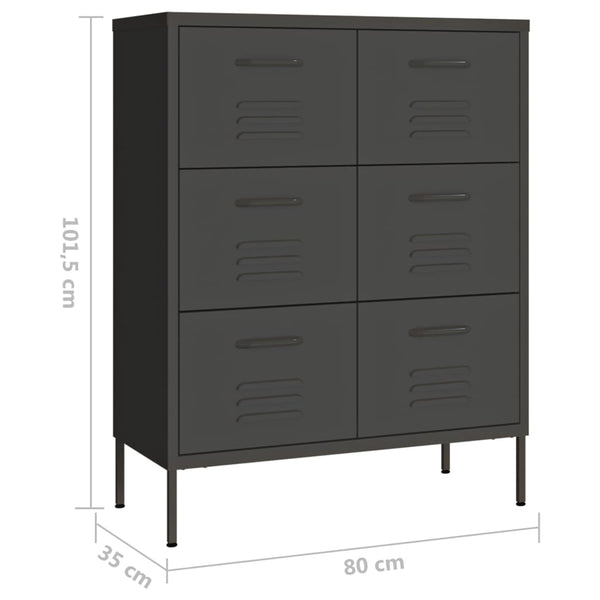 vidaXL Armoire à tiroirs anthracite 80x35x101,5 cm Acier