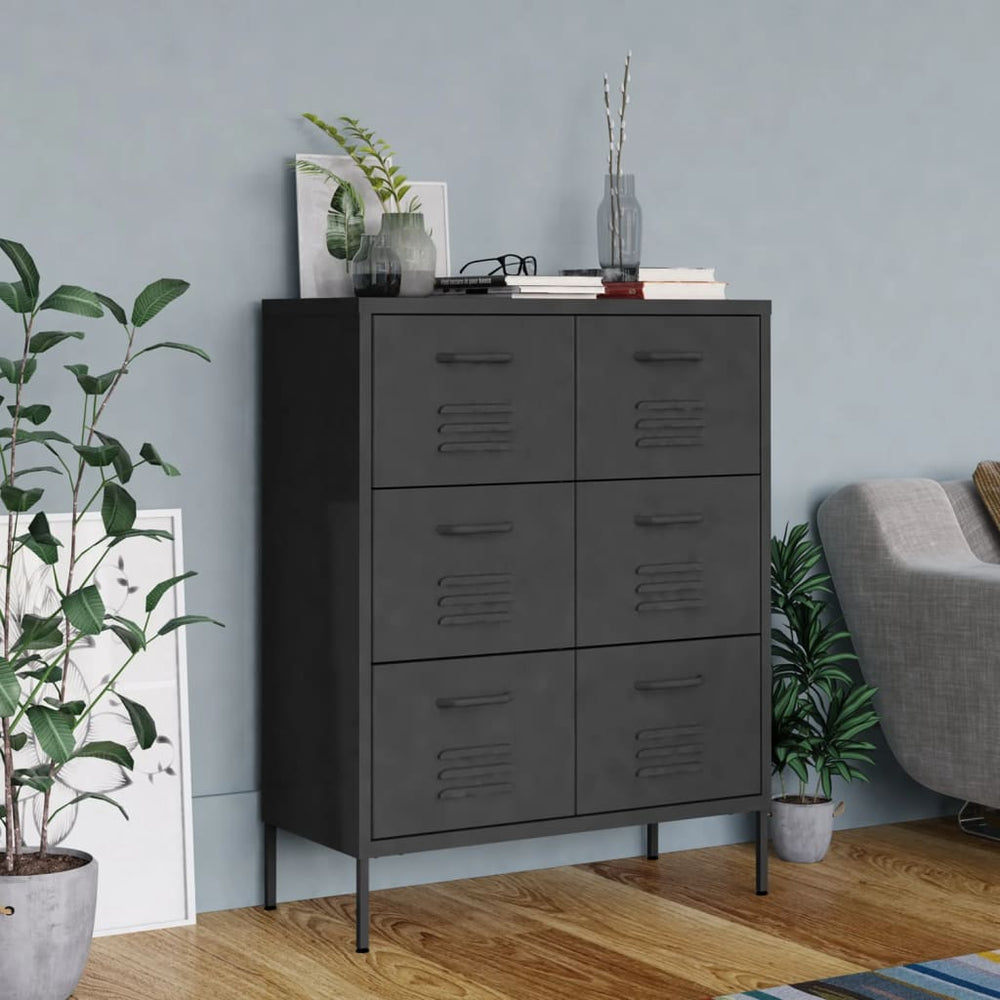 vidaXL Armoire à tiroirs anthracite 80x35x101,5 cm Acier