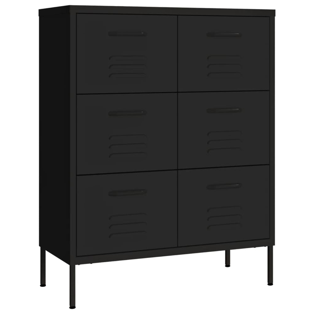 Schubladenschrank Schwarz Stahl 80x35x101,5 cm