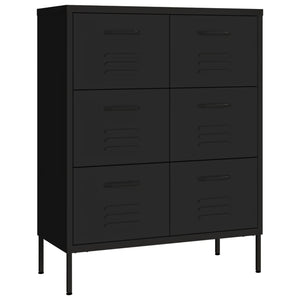 Schubladenschrank Schwarz Stahl 80x35x101,5 cm