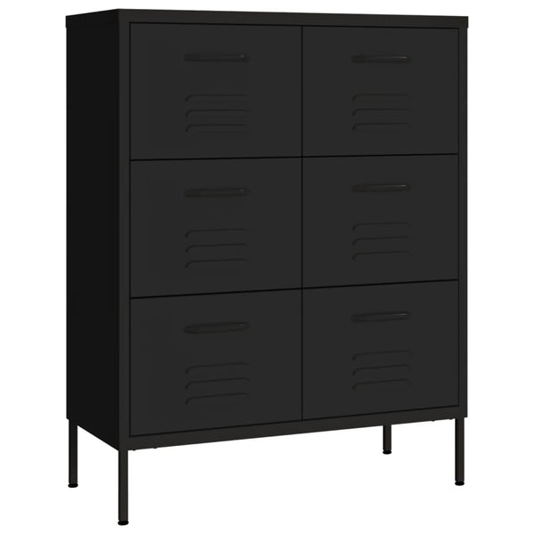 Schubladenschrank Schwarz Stahl 80x35x101,5 cm