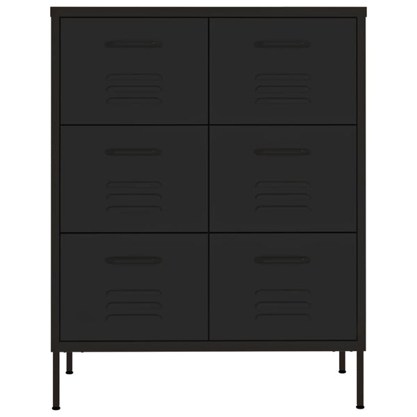Schubladenschrank Schwarz Stahl 80x35x101,5 cm