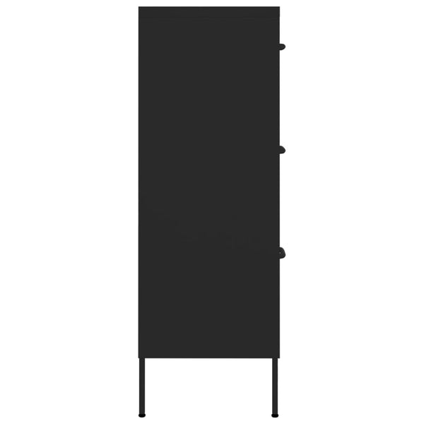 Schubladenschrank Schwarz Stahl 80x35x101,5 cm