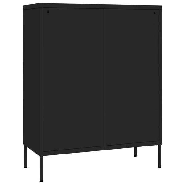 Schubladenschrank Schwarz Stahl 80x35x101,5 cm