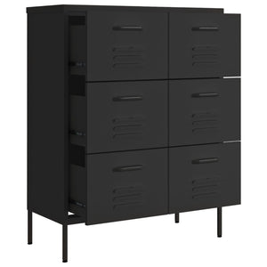 Schubladenschrank Schwarz Stahl 80x35x101,5 cm