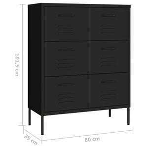 Schubladenschrank Schwarz Stahl 80x35x101,5 cm