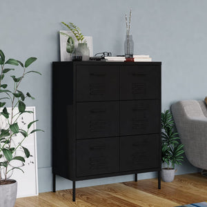 Schubladenschrank Schwarz Stahl 80x35x101,5 cm