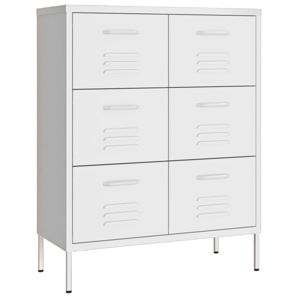 Weißer Schubladenschrank 80x35x101,5 cm Stahl