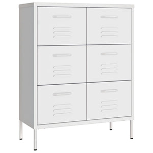 Weißer Schubladenschrank 80x35x101,5 cm Stahl