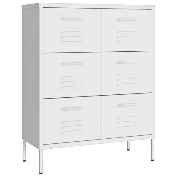 Weißer Schubladenschrank 80x35x101,5 cm Stahl